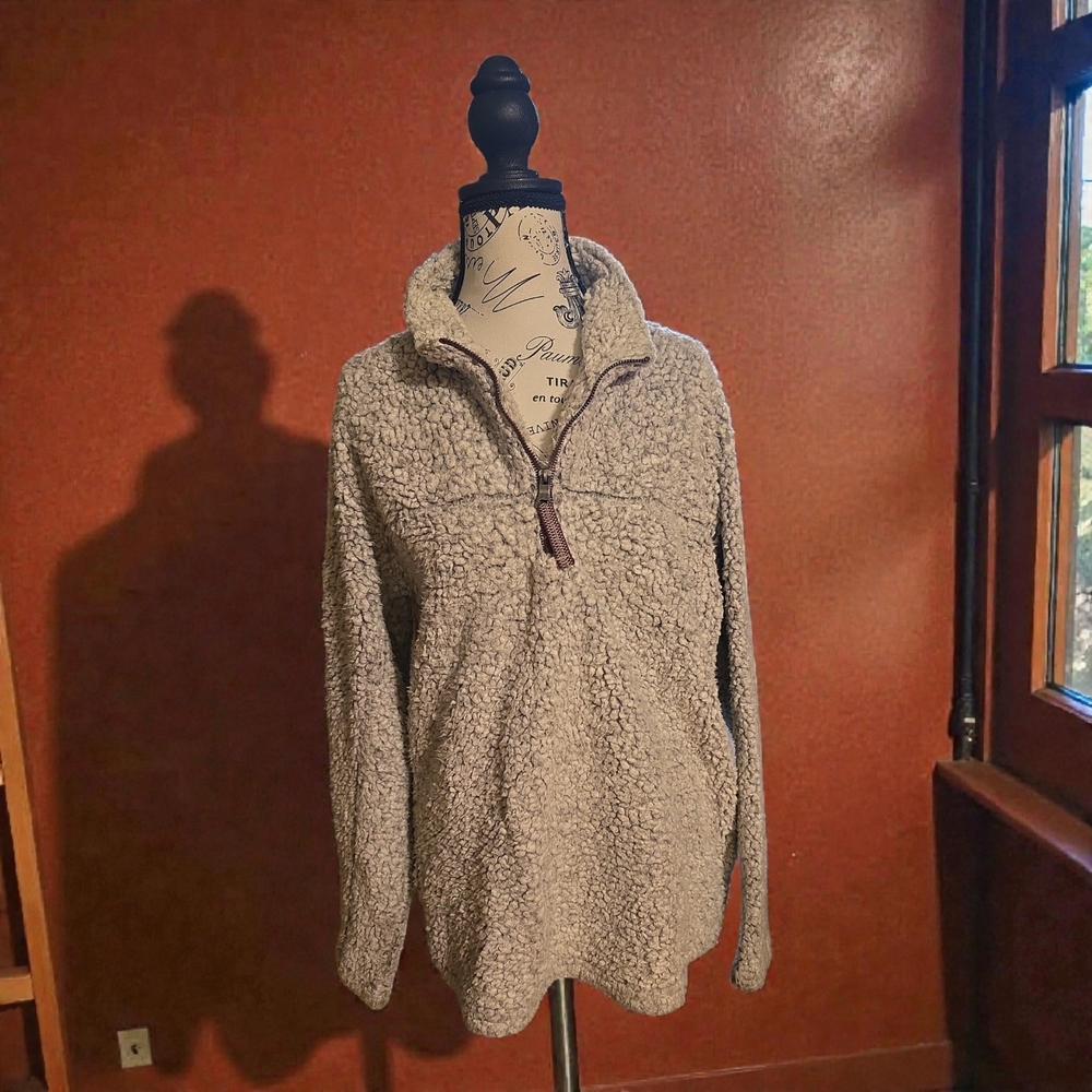 True Grit Women's Plush Sherpa Pullover - Gray - Picture 2 of 7